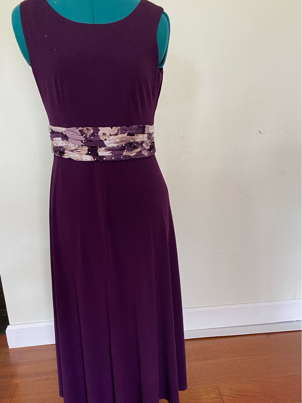Jessica Howard Plum Maxi Dress with Floral Waistband